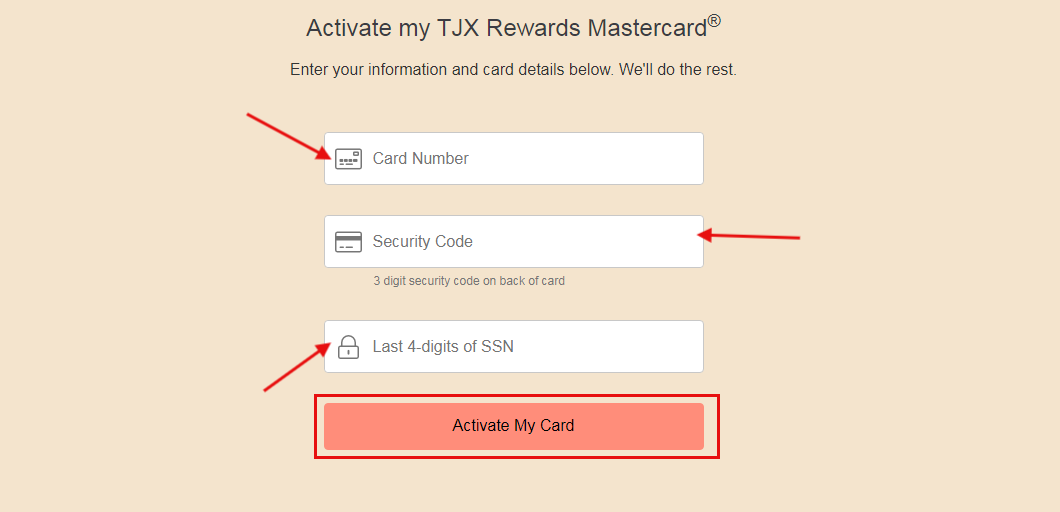 activate TJX card