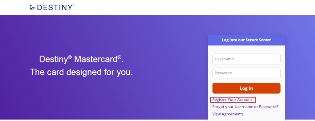 Destiny Mastercard log in homepage