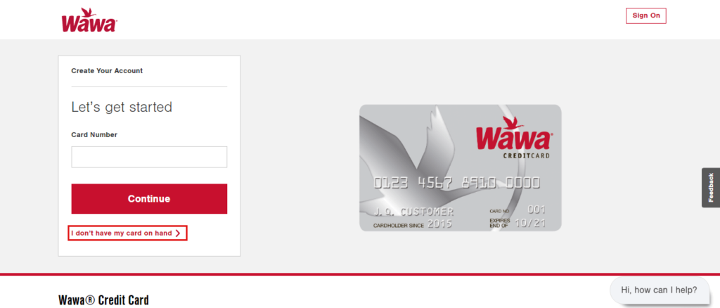 Wawa credit card activation page