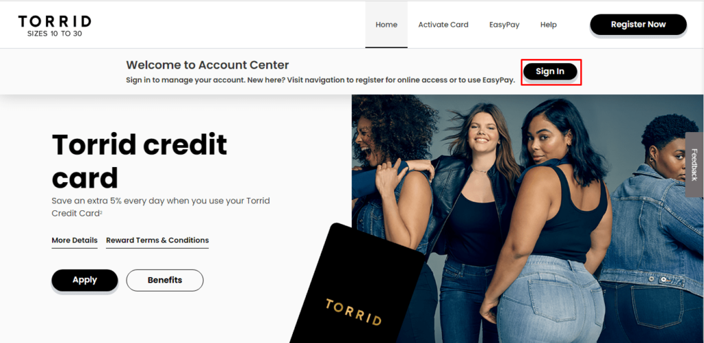 Comenity Bank Torrid Credit Card Homepage