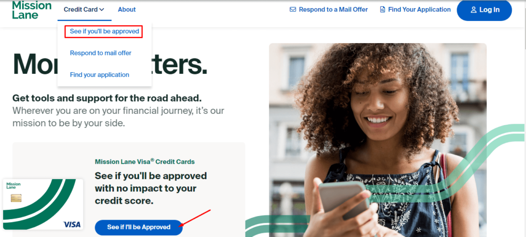 Mission Lane Visa Card Homepage for Pre-approval